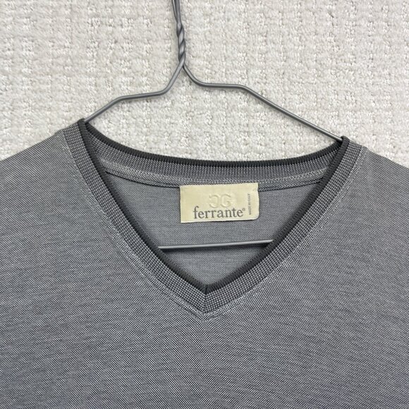 Ferrante T-Shirt Mens 56 Grey Golf Casual Made in Italy V-neck Short Sleeve - Picture 7 of 16
